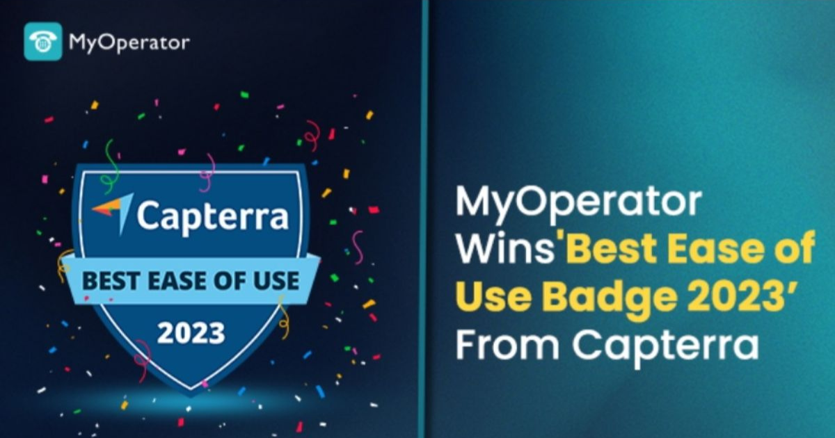 MyOperator Cloud Call Center Software Receives Best Ease of Use 2023 Badge from Capterra